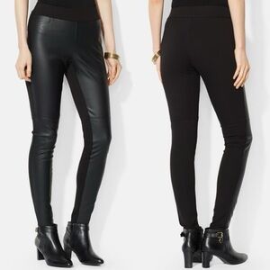 Ralph‎ Lauren Black Faux Leather Vegan Ponte Coated Leggings High Rise Size 12